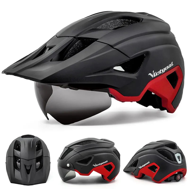 LED Bike Helmet with Visor and Sunglasses